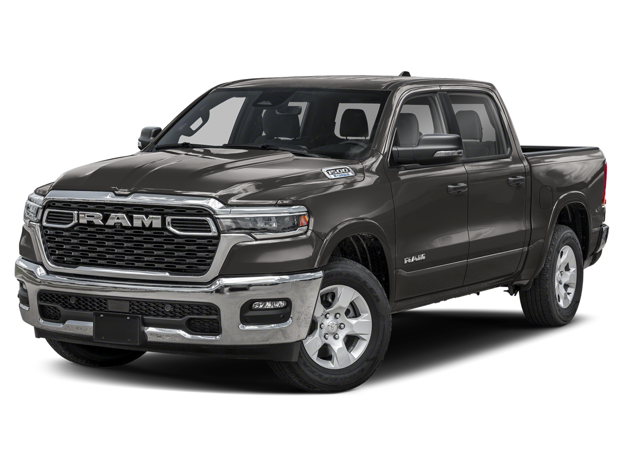 2026 RAM Ram 1500 RAM 1500 BIG HORN CREW CAB 4X4 5'7' BOX in Granite Crystal Metallic Clear-Coat Exterior Paint — front three-quarter view