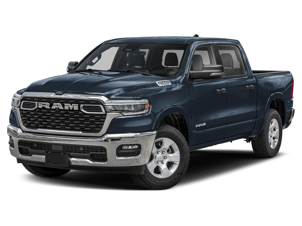 2026 RAM Ram 1500 RAM 1500 BIG HORN CREW CAB 4X4 5'7' BOX in Forged Blue Metallic Exterior Paint — front three-quarter view