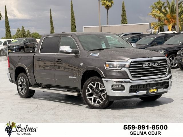 2026 RAM Ram 1500 RAM 1500 LARAMIE CREW CAB 4X4 5'7' BOX in Granite Crystal Metallic Clear-Coat Exterior Paint — front three-quarter view