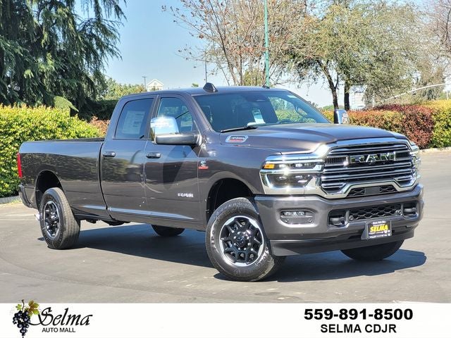 2026 RAM Ram 3500 RAM 3500 LARAMIE CREW CAB 4X4 8' BOX in Granite Crystal Metallic Clear-Coat Exterior Paint — front three-quarter view