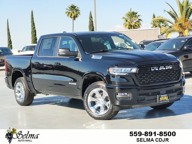 2026 RAM Ram 1500 RAM 1500 BIG HORN CREW CAB 4X2 5'7' BOX in Diamond Black Crystal Pearl-Coat Exterior Paint — front three-quarter view