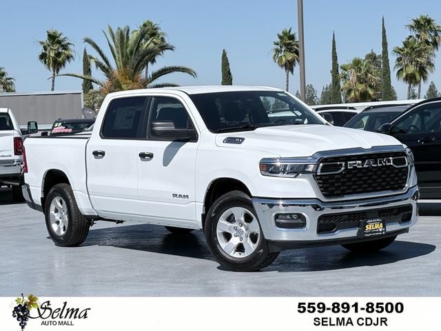 2026 RAM Ram 1500 RAM 1500 LONE STAR CREW CAB 4X2 5'7' BOX in Bright White Clear-Coat Exterior Paint — front three-quarter view