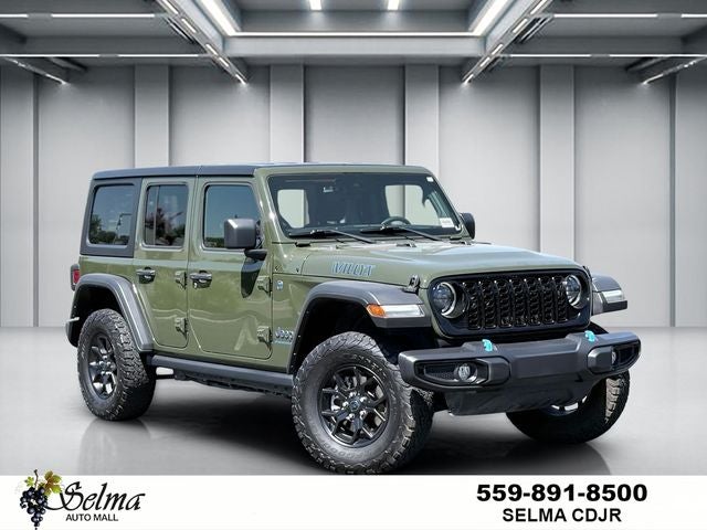2024 Jeep Wrangler Willys 4xe in Green Clearcoat — front three-quarter view