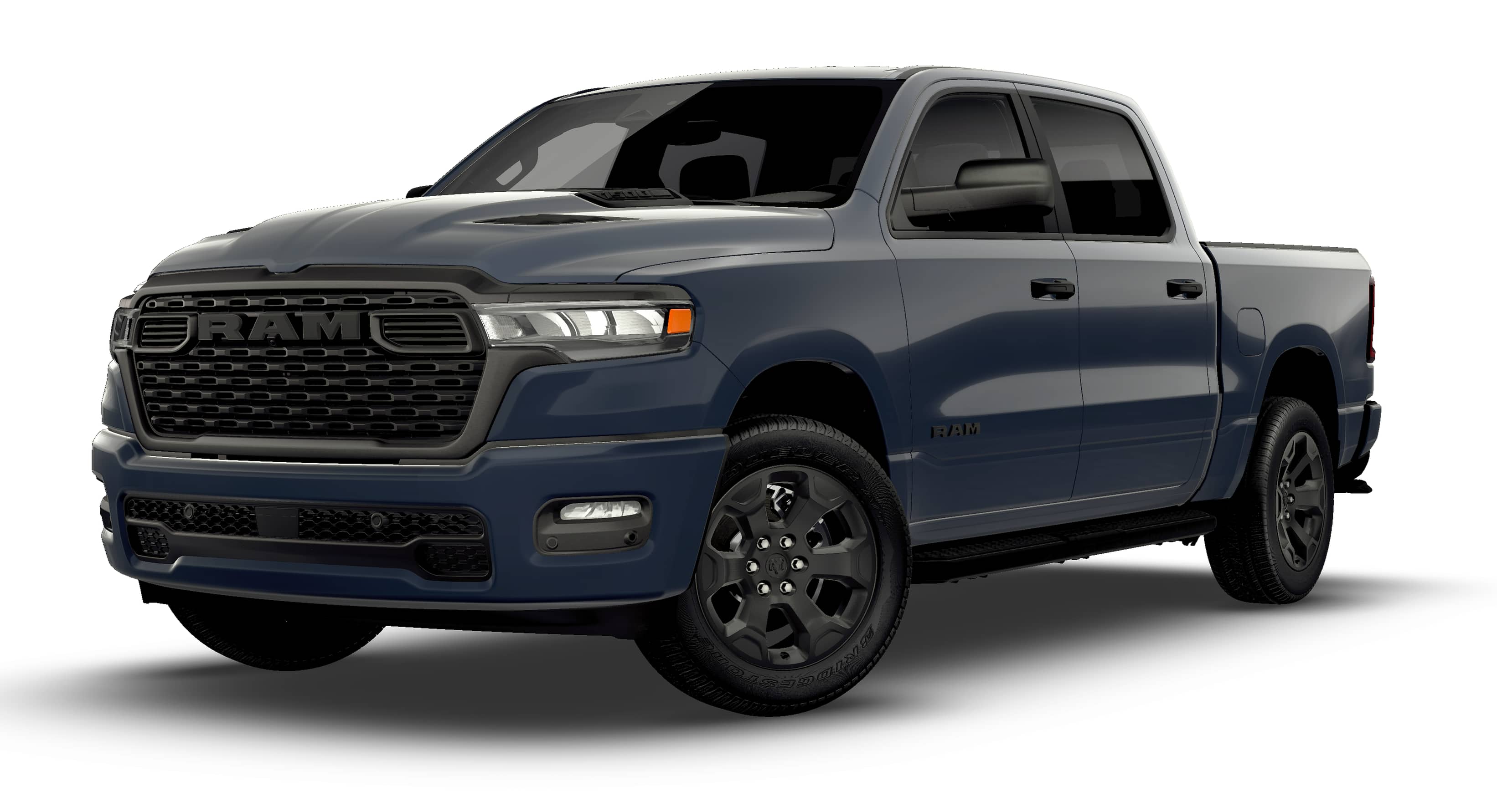 2026 RAM Ram 1500 RAM 1500 EXPRESS CREW CAB 4X4 5'7' BOX in Forged Blue Metallic Exterior Paint — front three-quarter view